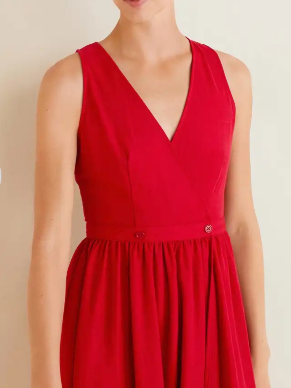 Mango Sleeveless Wrap Midi Dress In Vibrant Red Size 8
